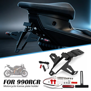 Soporte de matrícula trasero corto para motocicleta con luz LED, compatible con 990 RC R <span class=keywords><strong>990R</strong></span>, eliminador de guardabarros, accesorios de reacondicionamiento - Product Image 4