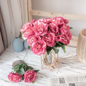 Rose artificielle CallaFloral, branche unique, rose rouge, tissu tissé, décoration de mariage - Product Image 1