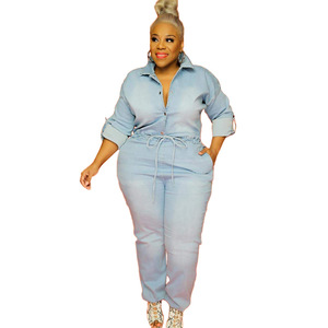 Combinaisons en jean à manches longues pour femme, taille plus, printemps-automne, corset, jean bleu foncé, combinaison une pièce, combinaison en jean pour femme - Product Image 5