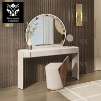 Table de maquillage moderne de luxe en marbre haut de gamme avec miroir et tiroirs de rangement pour chambre, salle de bain ou appartement
