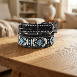 Hand Made Premium Quality 100% Cow Leather Soft Padded Adjustable Dog <b>Collar</b> with Rivet Solid Pattern Bulk Indian Manufacturer - Product Image 2