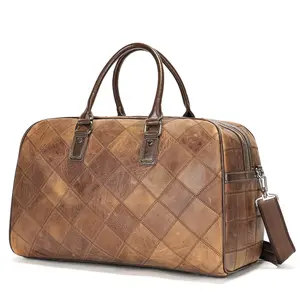 Venta al por mayor impermeable de lujo de cuero genuino bolsos de cuero Pu bolsa de viaje Unisex personalizado bolsa de viaje equipaje bolsas de lona