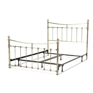 Baroco style Leighton Complete Bed With Metal Panels and Scalloped Castings Antique Brass