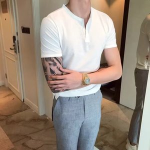Camiseta deportiva de verano para hombre, estilo chino, sin mangas, cuello redondo, con cuentas, estilo vintage, transpirable, para fitness - Product Image 5