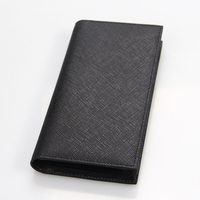 Grosir dompet kulit asli dompet panjang pria pemegang kartu kredit dompet kulit hitam logo kustom