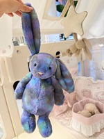 [Collection Espace en Gros] JellyCatt Lapin Spatial à Oreilles Fleuries 31cm, Peluche, Jouet de la Série Espace en Vrac, Cadeau