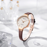 Jam Tangan Wanita Rebirth RE134 Original Quartz Motif Bunga Sederhana Modis Tali Kulit Tahan Air untuk Wanita dan Remaja Putri Reloj