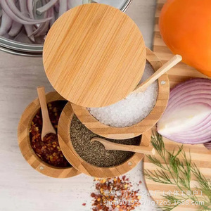 Mori Hyakuman Wooden <b>Spice</b> <b>Jar</b> Layer Type With Lid Desktop Storage For Kitchen Condiments - Product Image 1