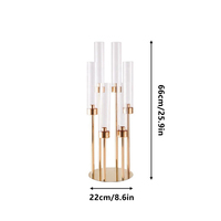 Candélabre à 5 bras de 26 pouces de hauteur en métal, porte-bougie, centre de table pour fêtes et mariages