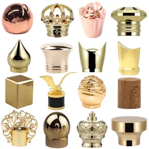 Botol parfum Zamac mewah, tutup magnetik botol parfum logam emas 15Mm paduan seng dengan Logo