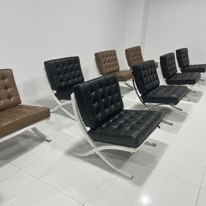 Sillón <span class=keywords><strong>Barcelona</strong></span> Individual, Sillón <span class=keywords><strong>de</strong></span> Ocio Nórdico Simple, Sillón <span class=keywords><strong>de</strong></span> Diseño con Brazos Metálicos para Sala <span class=keywords><strong>de</strong></span> Estar, Hotel o Habitación Modelo, Tapizado <span class=keywords><strong>en</strong></span> Cuero o Tela - Product Image 4