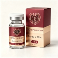 Ampoule de peptides avec étiquette en feuille d'argent, PET transparent, 3 ml, 5 ml, 10 ml, usage de recherche uniquement