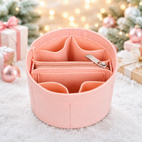 Organisateur de sac fourre-tout en feutre rose avec fermeture éclair, sac de rangement multi-poches pour documents, idéal pour sac à main de voyage