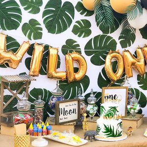 100 Pcs foglie di palma tropicali artificiali Luau decorazione per feste finta seta grande foglia verde per decorazioni per feste Luau hawaiane - Product Image 6