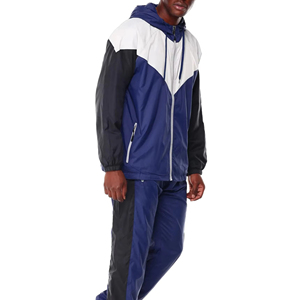 Survêtement technique haut de gamme pour homme en nylon froissé anthracite, coupe-vent à demi-zip et pantalon de survêtement contrastant – Fournisseur de vêtements personnalisés - Product Image 4
