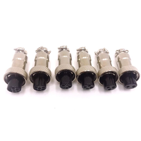 Conector de Aviación GX12 de Montaje en Panel Circular, Enchufe de 7 Pines Macho Recto, Carcasa de Aleación de Zinc Niquelado y Baquelita Negra, para Soldar