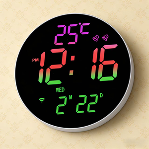 Horloge murale numérique LED intelligente Bluetooth 10 pouces avec affichage de la date, du jour, de la température et de la luminosité, décoration pour la maison et la chambre - Product Image 6