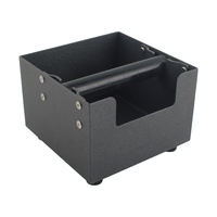 Boîte à café robuste en acier inoxydable noir mat, bac à déchets pour expresso, poubelle carrée pour poudre de café