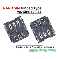 Connecteur de carte Nano SIM à charnière WECONN WL-SIM150-163 6PIN+0 H=1.50mm, personnalisable, certifié IATF16949/ISO9001