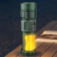 Lampe torche LED à zoom télescopique avec affichage numérique, source de lumière 3 couleurs, mise au point réglable, étanche IP44, portable et rechargeable pour