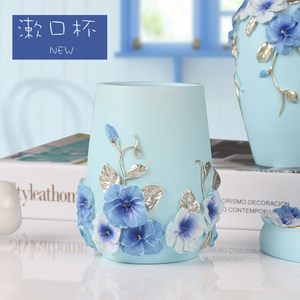 Set di Accessori da <span class=keywords><strong>Bagno</strong></span> in Resina Stile Cinese con Fiori Rossi, Decorazione per Hotel, Dispenser di Sapone e <span class=keywords><strong>Tazza</strong></span> - Product Image 3