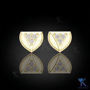 Lab Grown Diamond Geometric Shield <b>Stud</b> Earrings 3 Stone Cluster 14K 18K Solid Gold Fine Women Jewelry Anniversary Bridal Gift - Product Image 1