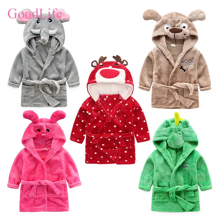 Hot sale custom luxury flannel unicorn bath robe cartoon pajama children baby toddler bathrobe for kids