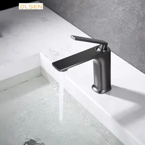 Popular Solid Brass Basin Mixer Tap Lead-free Sink Water Faucet Taps Modern Contemporary Ceramic Gun Metal Grey School Is Black