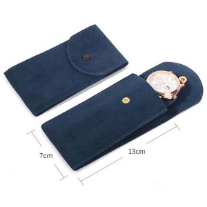 Luxury Custom <b>Watch</b> Pouch Bag Logo,Velvet Bag <b>Watch</b> Strap Pouch Black Button Close Jewelry Packaging with Cushion Interior Role - Product Image 4