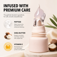 Baume à lèvres liquide végétalien sans cruauté animale au peptide, au beurre de karité et à la vitamine E, hydratant longue durée, masque pour les lèvres