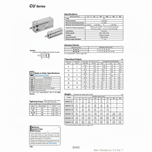 Modèle de cylindre à montage libre SMC Pneumatics CU25-5D - Product Image 1