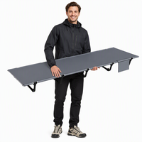 Lit de Camping Pliant Extérieur Extra Large Inclinable Pliable en Aluminium 7075 Portable Lit de Couchage Simple pour Randonnée Voyage Repos
