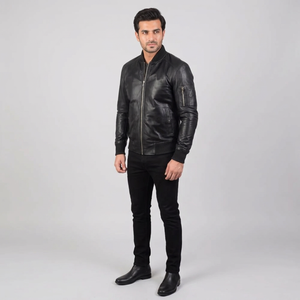 Chaqueta de cuero para motocicleta de diseño personalizado ODM premium 2026, la mejor, para hombre, estilo vintage, con capucha, cuello alto, de cuero negro, transpirable - Product Image 1