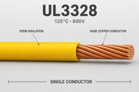 Fil en caoutchouc EPDM UL3328 18-16 AWG / 30 AWG, conducteur unique en cuivre nu, 125 ° C 600V UL758