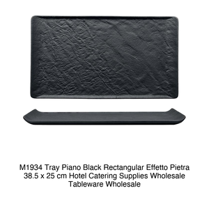 จานเสิร์ฟทรงแบนสีดำ 38.5 × 25 ซม. รูปทรงสี่เหลี่ยมผืนผ้าลายหิน M1934 51983B - Product Image 2