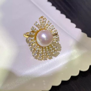 Support de bague vide en argent S925 pour accessoires de perles DIY, support de bijoux en argent tendance pour perles rondes de 8-12 mm - Product Image 2