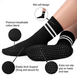 Calze sportive da yoga da <span class=keywords><strong>donna</strong></span> in cotone lavorato a maglia, <span class=keywords><strong>antiscivolo</strong></span> in silicone, per fitness indoor, calze a mezza gamba per Pilates, ideali per l'inverno - Product Image 4