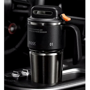1000ml Cyberpunk Style Vacuum Insulated Bottle Large Capacity Ice <b>Cup</b> <b>One</b>-click Lid with Handle Straw Car Tumbler Tea Strainer - Product Image 5