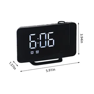 Horloge de bureau numérique LED créative OEM avec <span class=keywords><strong>projection</strong></span> miroir et alarme pour chambre, bureau, salon et utilisation extérieure - Alimentation USB, décoration - Product Image 2