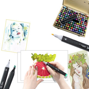 Marqueurs à double pointe pour la coloration et le dessin pour adultes, stylo marqueur à base d'alcool personnalisé, coffret en bois - Product Image 1