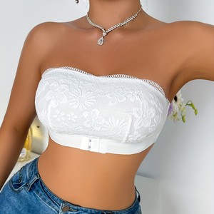 Haute qualité doux et confortable <span class=keywords><strong>sans</strong></span> bretelles <span class=keywords><strong>sans</strong></span> fil respirant et froncé femmes maille dentelle <span class=keywords><strong>soutien</strong></span>-<span class=keywords><strong>gorge</strong></span> <span class=keywords><strong>Bandeau</strong></span> - Product Image 2