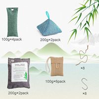 Sacs absorbants d'odeurs et purificateurs d'air en charbon de bambou activé (10x100g+4x200g) pour la maison, la voiture, les chaussures, le placard, les animaux domestiques - Pack de 14