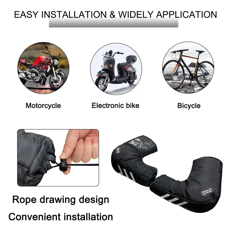 Mydays Tech impermeabile Logo personalizzato accettabile ciclismo invernale bicicletta guanti manubrio scaldamani guanti con striscia riflettente