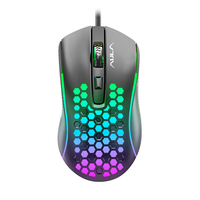 Ratón óptico para juegos con cable AULA S11, retroiluminado RGB, 3600 DPI ajustables, diseño ligero con USB para juegos de PC