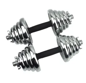 Home fitness equipment strength training gym chrome round adjustable Dumbbell Set