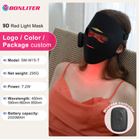 Masque facial de beauté LED sans fil en silicone, lumière rouge 450nm/590nm/660nm/850nm, thérapie par lumière infrarouge, garantie 1 an, étanche