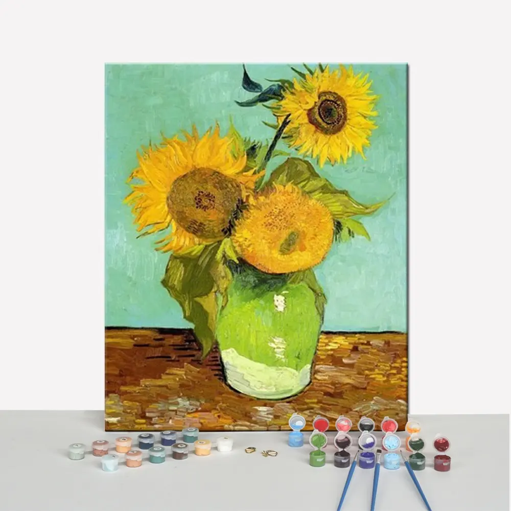 Handwerk Graphy Verschiedene Sunflower Serie DIY Ölgemälde durch Zahlen 40x50 Acryl für Kinder