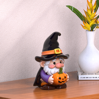 Récipients de stockage de figurines en céramique au design de cuisine Halloween personnalisé Pot à biscuits en forme de gnome en porcelaine citrouille assistant enchanteur