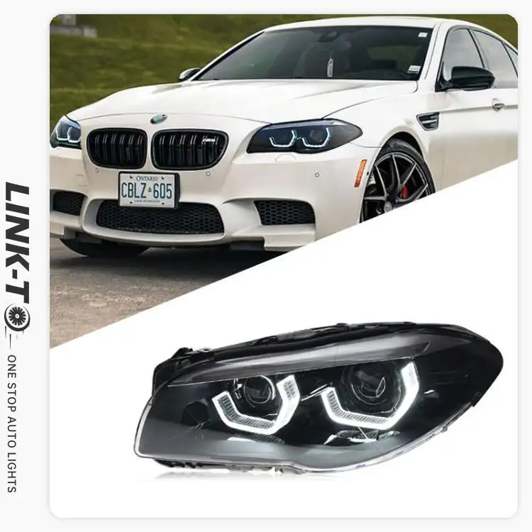 LINK-TO Suitable For BMW 5 Series F10 2011-2017 Headlight Assembly F18 Modified LED Spoon Daytime Running Lights Lens Headlights
