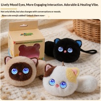 AI Meow Elf Pendentif Peluche en Matière PP, Jouet Intelligent Parlant avec Yeux Capteurs d'Émotions, Porte-clés Chat Mignon
